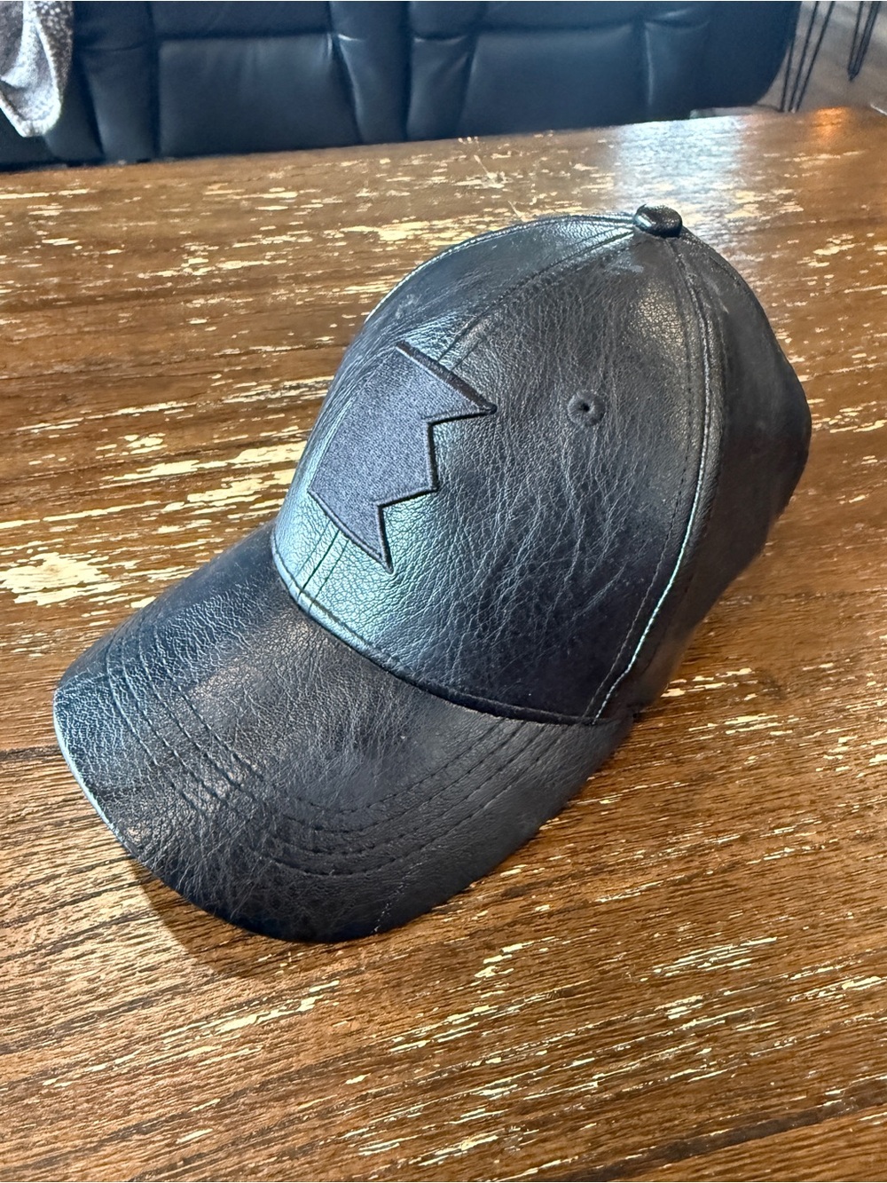 Emmy Deveaux Black Faux Leather Baseball Hat